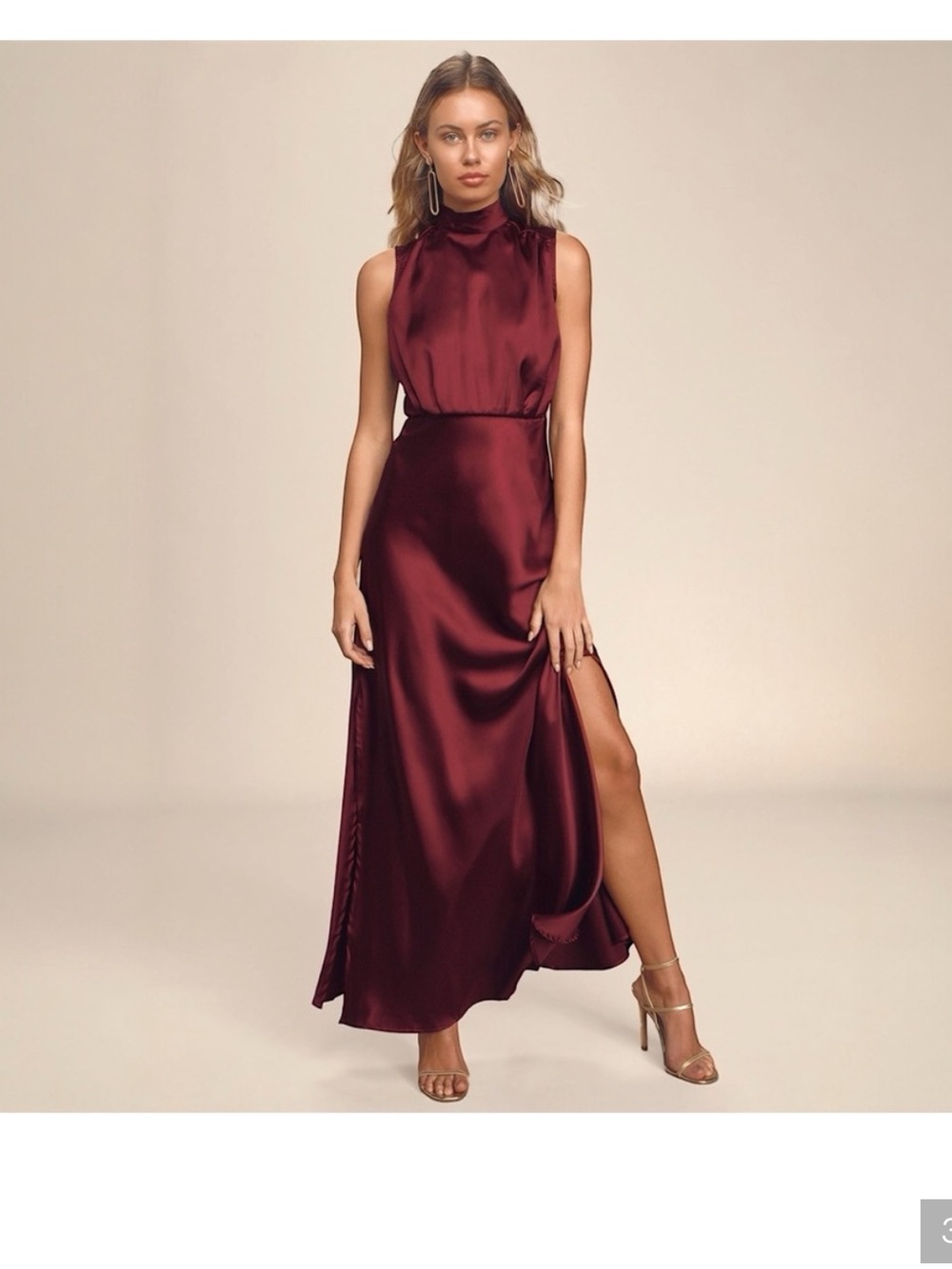 LULUS Classic Elegance Wine Satin Maxi Dress (M) (NWT)